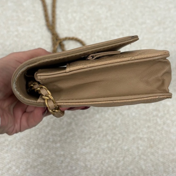 Authentic Chanel Beige Caviar Filigree Wallet on Chain - Picture 6 of 11